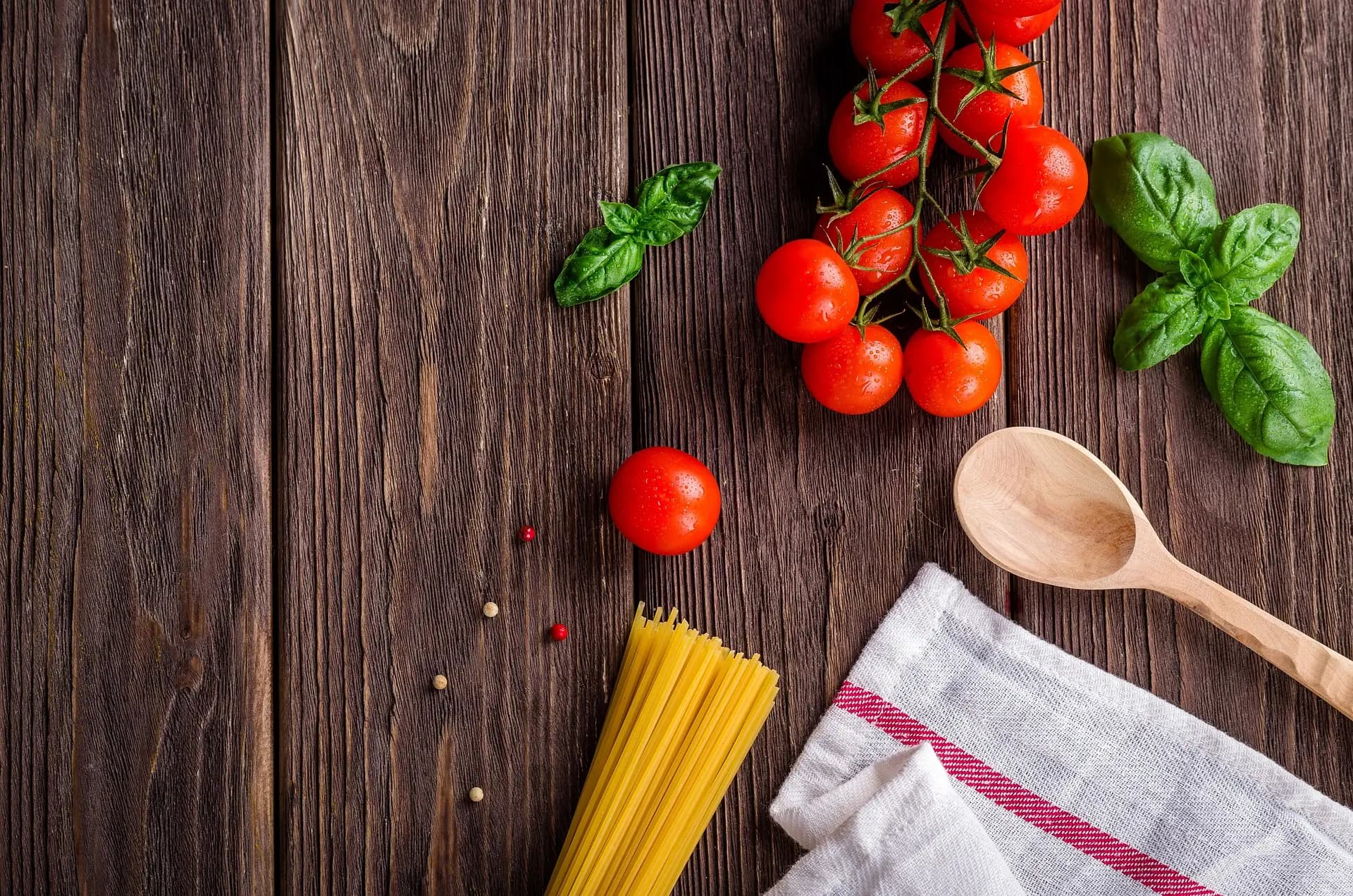 table with italian foods